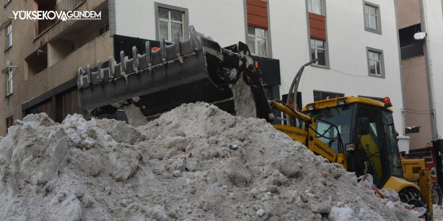 Hakkari'de 16 iş makinesiyle kar taşınıyor