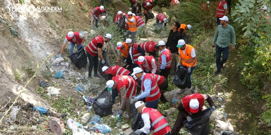 Şemdinli'de gönüllüler bir olup ilçeyi çöpten arındırdı