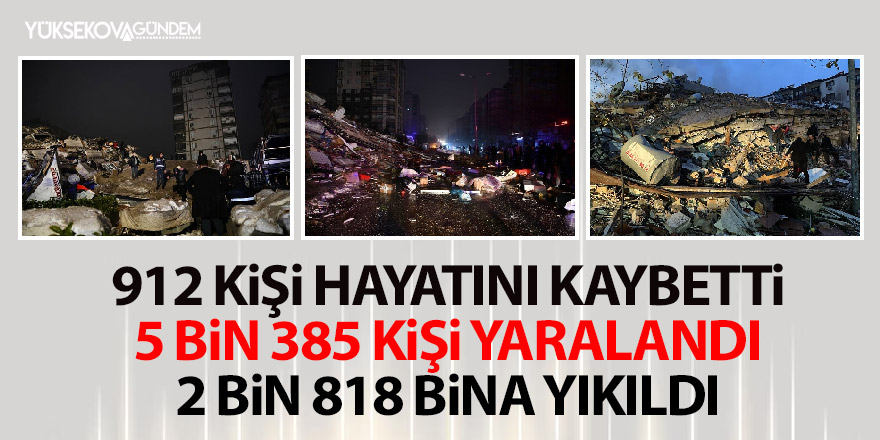 Bilanço ağırlaşıyor: 912 kişi hayatını kaybetti, 5 bin 385 kişi yaralandı