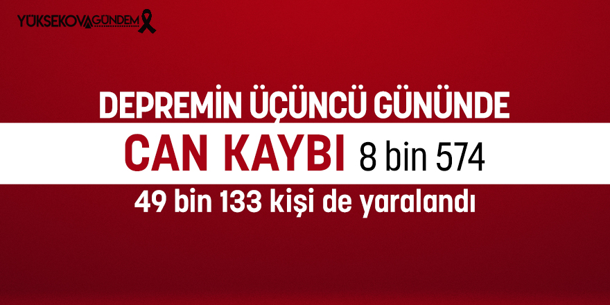 Depremin üçüncü günü: Can kaybı 8 bin 574'e yükseldi