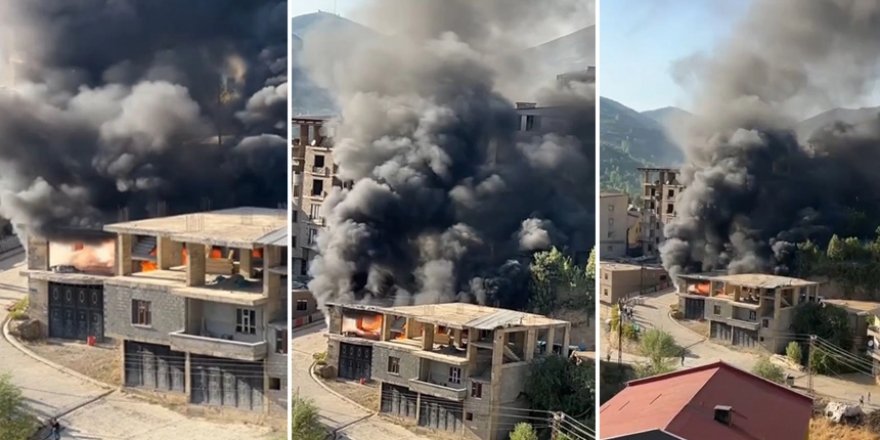 Şemdinli'de inşaat halinde bulunan bir binada yangın çıktı