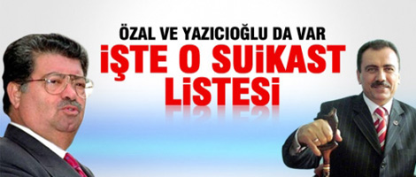 Özal ve Yazıvcıoğlu'nun Yer Aldığı Suikast Listesi