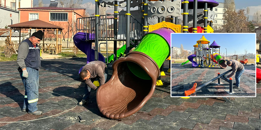 Yüksekova'da çocuk oyun parkları onarıldı