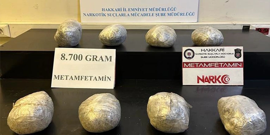Yüksekova’da 8 kilo 700 gram uyuşturucu ele geçirildi