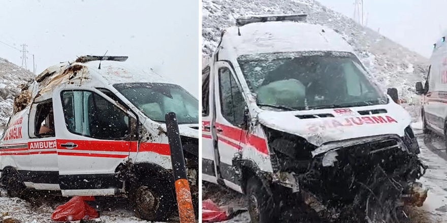 Yüksekova'da ambulans kaza yaptı: 3 yaralı