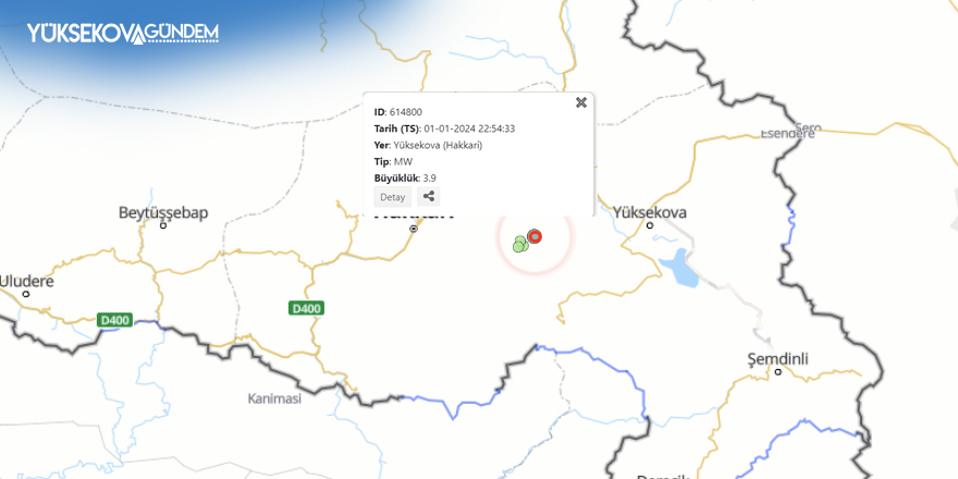 Yüksekova'da 3.9 şiddetinde deprem!