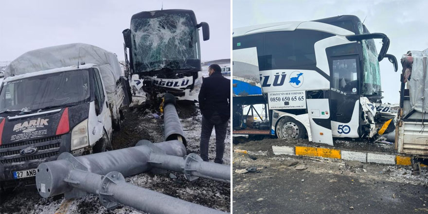 Yolcu otobüsü ile kamyonet çarpıştı: 11 yaralı
