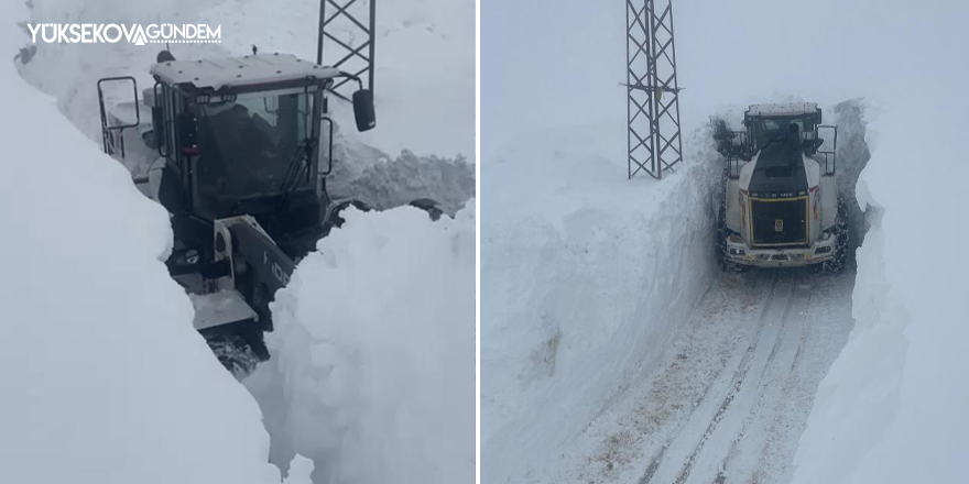 Yüksekova’da iş makinelerinin boyunu aşan karda zorlu çalışma