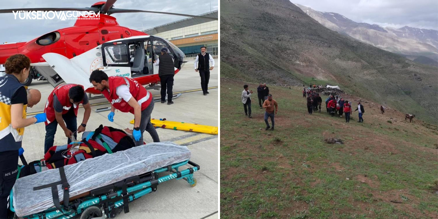 Attan düşen hasta helikopter ambulansla Van'a sevk edildi