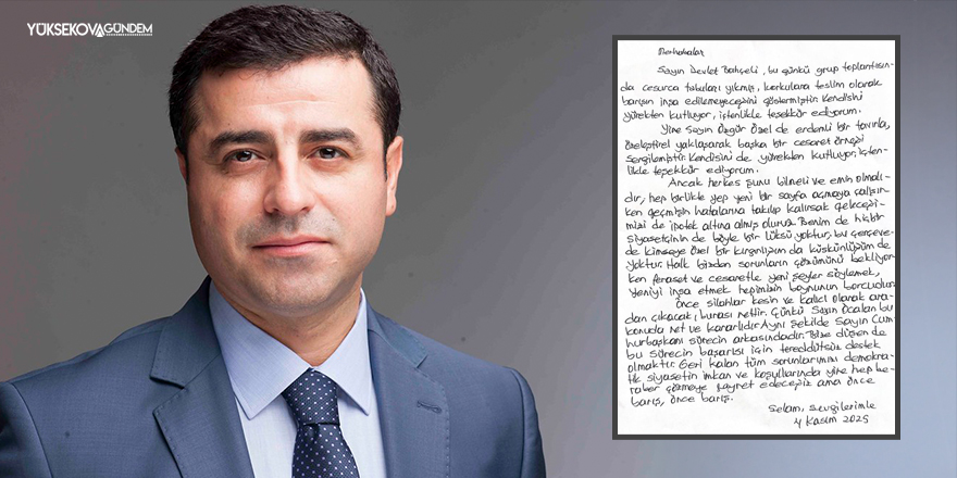 Demirtaş'tan Devlet Bahçeli'ye teşekkür mektubu