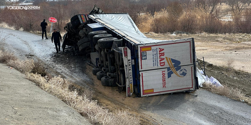Esendere'de Yoldan Çıkan İran Tırı Devrildi: 1 Yaralı
