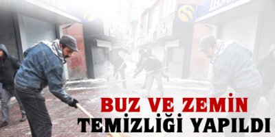 Belediye buz ve zemin temizliği yaptı