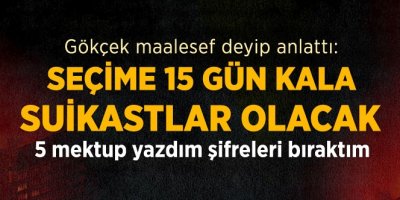 Melih Gökçek: Seçimlere 15 Gün Kala Suikastlar Olacak