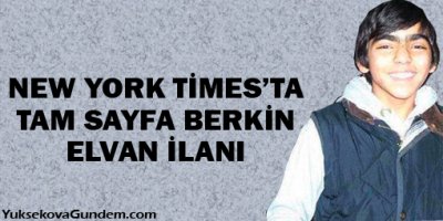 New York Times'ta Tam Sayfa Berkin Elvan İlanı