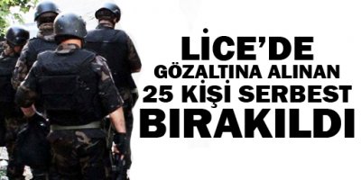Lice'de gözaltına alınan 25 kişi serbest bırakıldı
