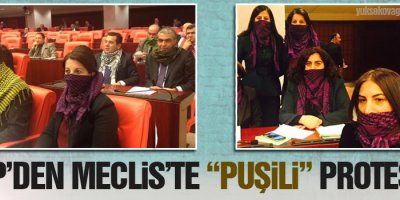 HDPden Mecliste puşili protesto
