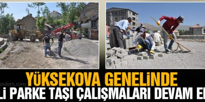 İlçede eş zamanlı kilitli parke taşı çalışmaları