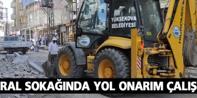 Santral sokağında yol onarım çalışması