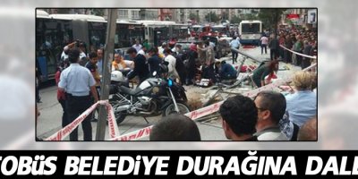 Otobüs belediye durağına daldı