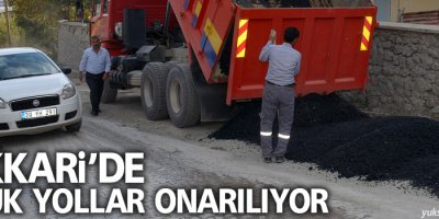 Hakkari'de bozuk yollar onarılıyor