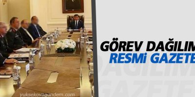 Görev dağılımları Resmi Gazete'de