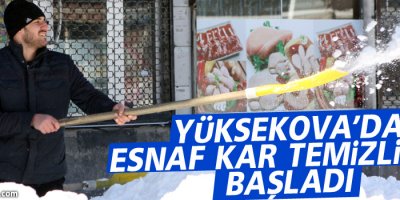 Yüksekova'da esnaf kar temizliğine başladı