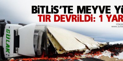 Bitlis'te meyve yüklü tır devrildi: 1 yaralı