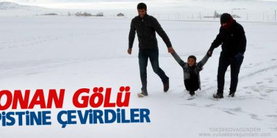 Donan gölü buz pistine çevirdiler