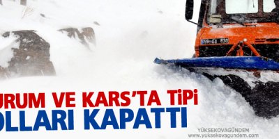 Erzurum ve Kars'ta tipi yolları kapattı