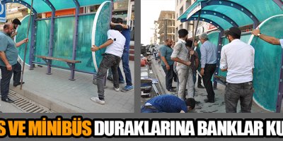 Yüksekova'da Otobüs ve Minibüs Duraklarına Banklar Kuruldu
