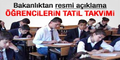 Tatil takvimi belirlendi