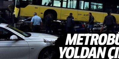 Kontrolden çıkan metrobüs, araçların üzerine uçtu