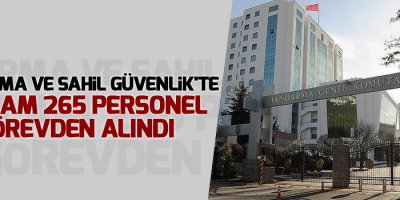 Jandarma ve Sahil Güvenlik'te toplam 265 personel görevden alındı