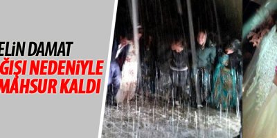 Gelin damat kar yağışı nedeniyle yolda mahsur kaldı