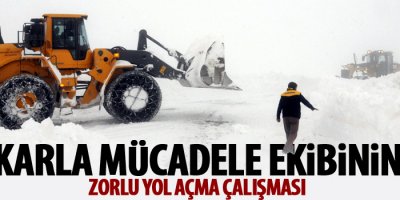 Karla mücadele ekibinin zorlu yol açma çalışma