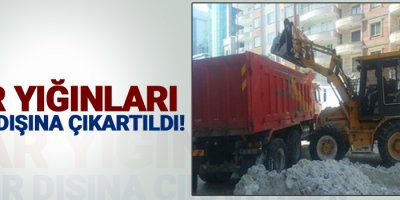 Kar yığınları şehir dışına çıkartıldı!