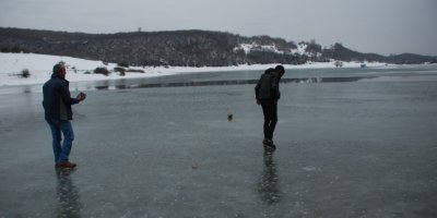 Tokat’ta gölet buz tuttu