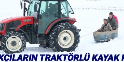 Balıkçıların traktörlü kayak keyfi