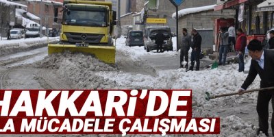 Hakkari’de karla mücadelede çalışması