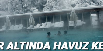 Kar altında havuz keyfi