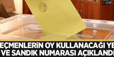 Seçmenlerin oy kullanacağı yer ve sandık numarası açıklandı