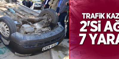 Trafik kazası: 2'si ağır 7 yaralı