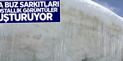 Van'da buz sarkıtları kartpostallık görüntüler oluşturuyor
