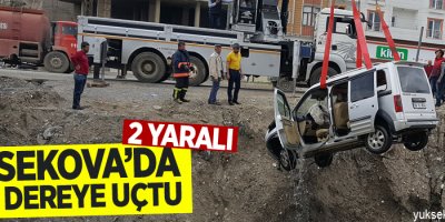 Yüksekova'da araç dereye uçtu: 2 yaralı