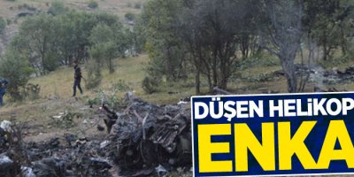 Şırnak'ta düşen askeri helikopterin enkazı görüntülendi
