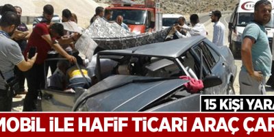 Otomobil ile hafif ticari araç çarpıştı: 15 yaralı
