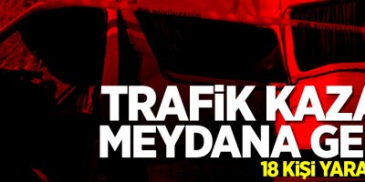 Minibüs direğe çarptı: 18 yaralı