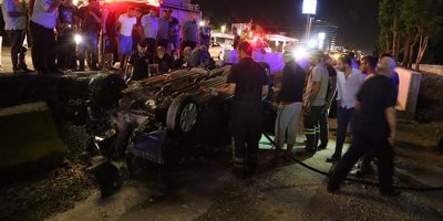 Bursa’da araç tramvay yoluna düştü: 2 ölü, 2 yaralı