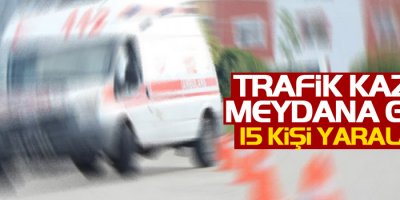 Yolcu otobüsü kepçeye çarptı: 15 yaralı