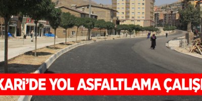 Hakkari’de yol asfaltlama çalışması